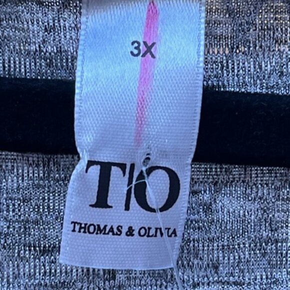 TO Thomas & Olivia Women's Top Long Tunic Silver Gray Long Sleeve Plus Size 3X - Picture 7 of 10